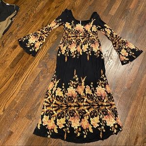 Free People Boho Floral Bell maxi dress